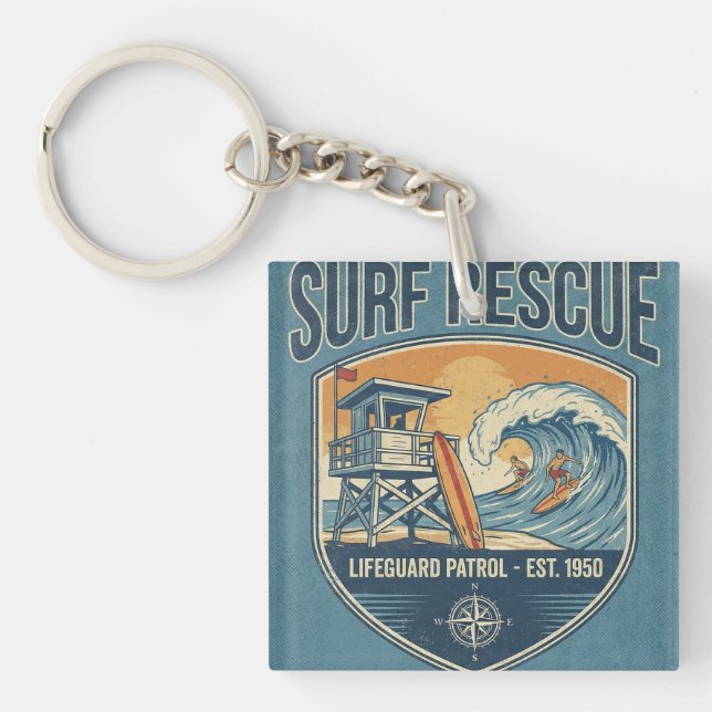 Porte-clefs Surf Rescue Lifeguard Patrol Est 1950 (Devant)