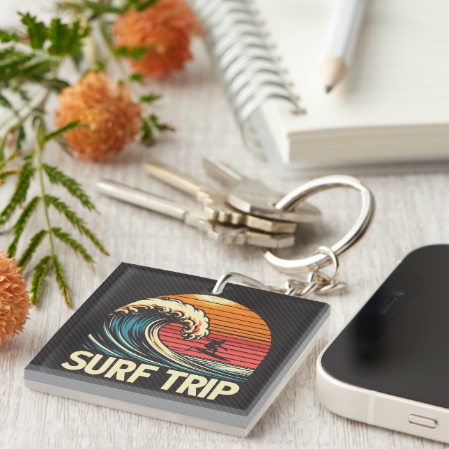 Porte-clefs Surf Trip rétro sunset (Devant Droit)