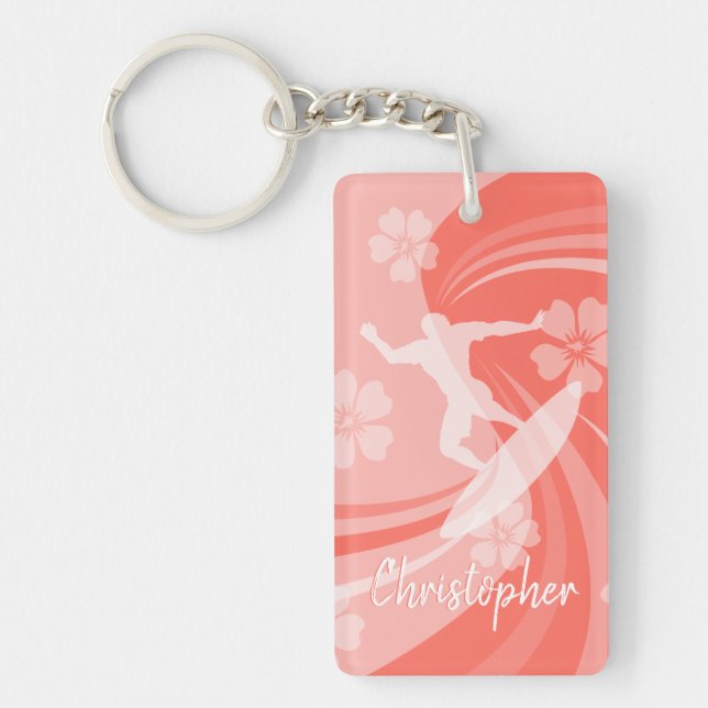 Porte-clefs Surf tropical Coral (Devant)