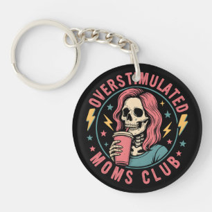 Porte-clefs Surstimulé Moms Club Crâne Messy Maman Vie