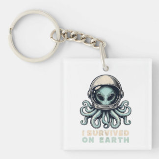 Porte-clefs Survécu sur Terre : Astronaute Alien Pieuvre