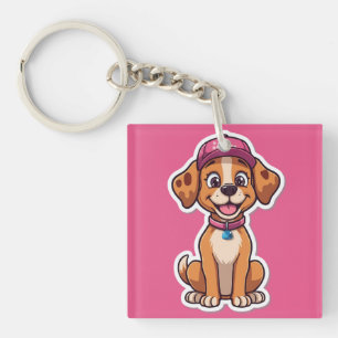 Porte-clefs Sweet Cartoon Chien - Happy Puppy dans Sticker Cas