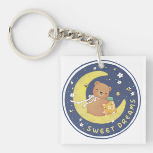 Porte-clefs Sweet Dreams : Teddy Bear & Honey Illustration