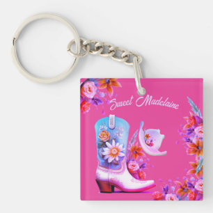 Porte-clefs Sweet sixteen 16e Cowgirl Floral rose