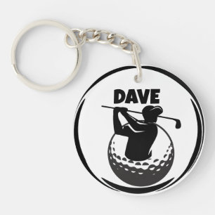 Porte-clefs Swing de golf masculin & Balle de golf