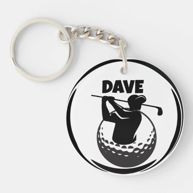 Porte-clefs Swing de golf masculin & Balle de golf (Devant)