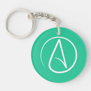 Porte-clefs Symbole athée : blanc sur vert menthe