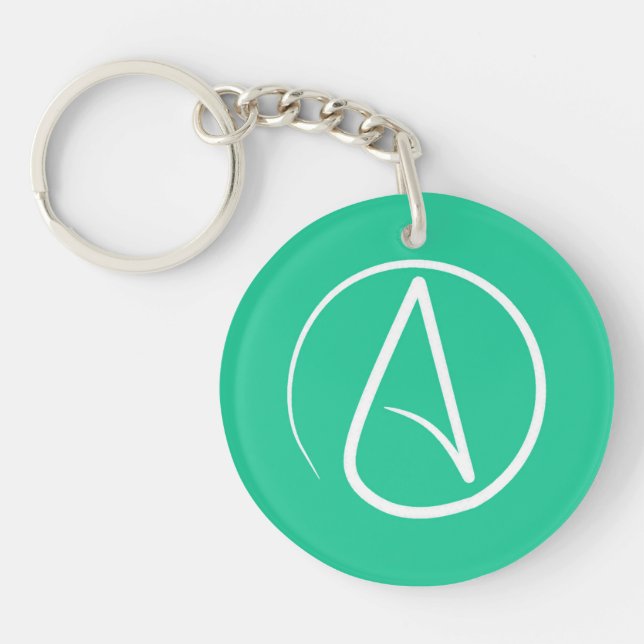 Porte-clefs Symbole athée : blanc sur vert menthe (Devant)