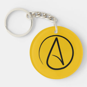 Porte-clefs Symbole athée : noir sur jaune