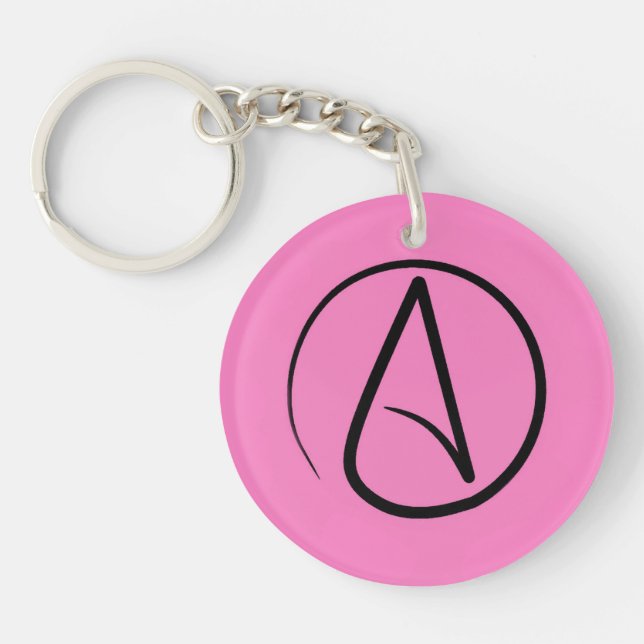 Porte-clefs Symbole athée : noir sur rose clair (Devant)