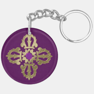 Porte-clefs Symbole bouddhiste doré Vajra