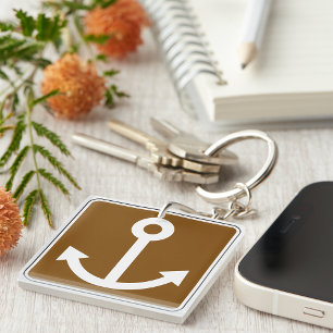 Porte-clefs Symbole d'ancre nautique Panneau marron marina
