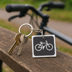 Porte-clefs Symbole de bicyclette minimaliste noir et blanc