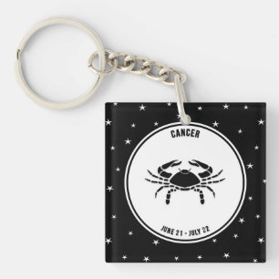 Porte-clefs Symbole de cancer Zodiac, Porte - clé noir et bla
