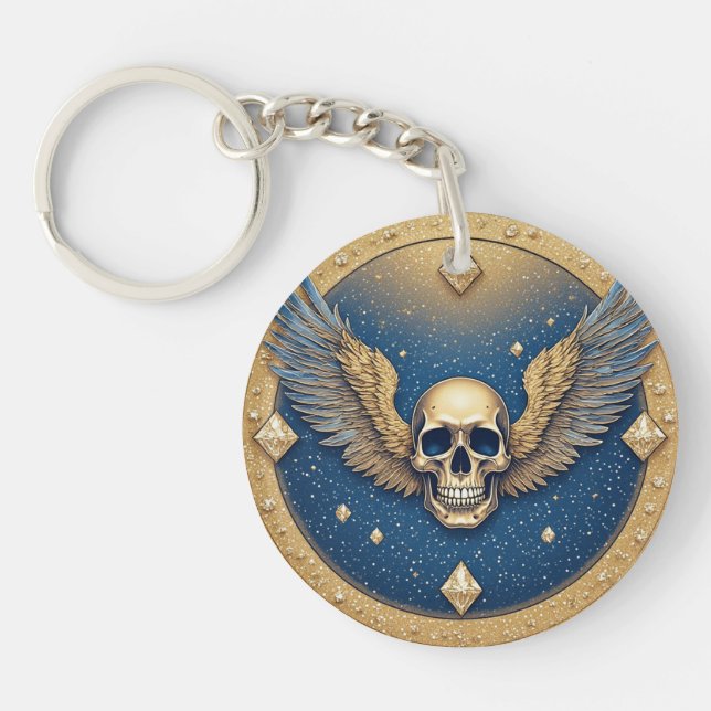 Porte-clefs ☠️ Symbole de crâne ailé gothique pour les fans de (Devant)