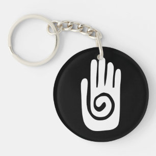 Porte-clefs symbole de la main Hopi guérir spirale paume améri