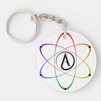 Porte-clefs Symbole de l'atome athée arc-en-ciel