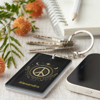Porte-clefs Symbole de paix mystique Nom personnalisé
