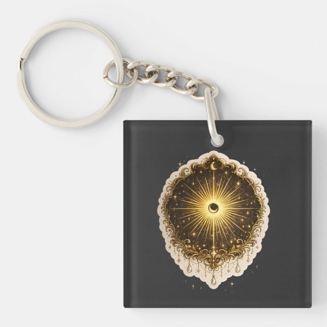 Porte-clefs Symbole de Soleil Lune Céleste Équilibre Cosmique  (Devant)