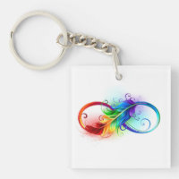 Symbole d'infini avec plume arc-en-ciel