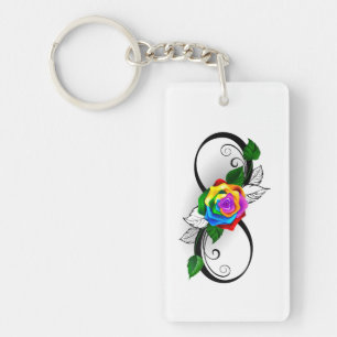 Porte-clefs Symbole d'infini avec Rose arc-en-ciel