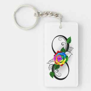 Porte-clefs Symbole d'infini avec Rose arc-en-ciel