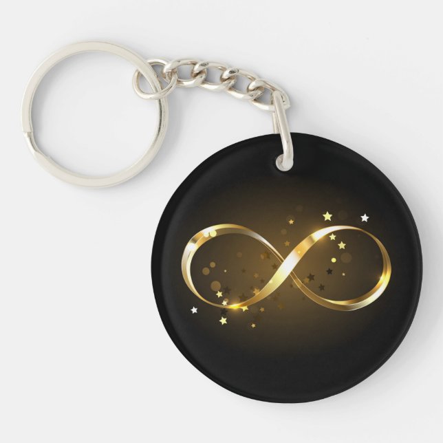 Porte-clefs Symbole d'infini doré (Devant)