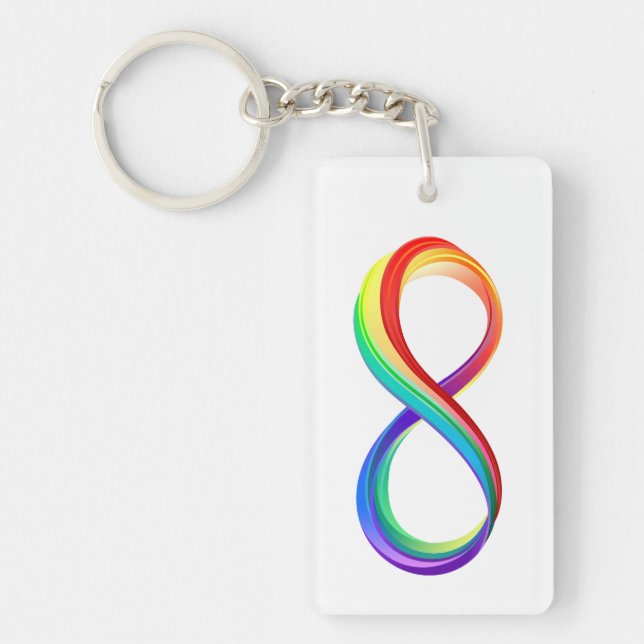 Porte-clefs Symbole d'infinité arc-en-ciel stratifié (Devant)