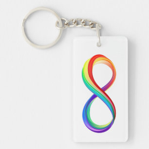 Porte-clefs Symbole d'infinité arc-en-ciel stratifié