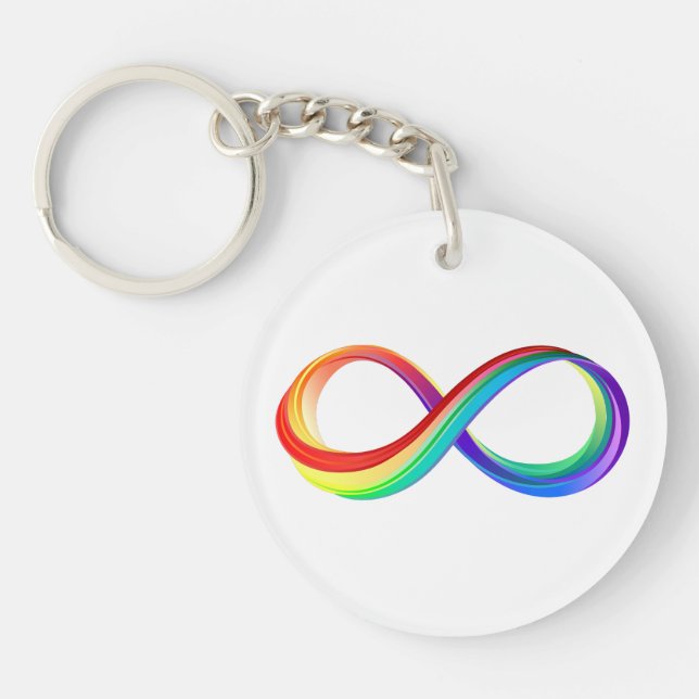 Porte-clefs Symbole d'infinité arc-en-ciel stratifié (Devant)