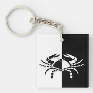 Porte-clefs Symbole du cancer Zodiac, Porte - clé noir et bla