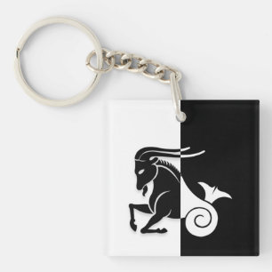 Porte-clefs Symbole du Zodiaque Capricorne, Porte - clé noir 