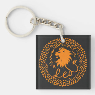 Porte-clefs Symbole du zodiaque Lion avec une tête de lion dor