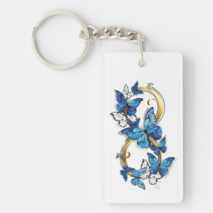 Porte-clefs Symbole infini de papillons Morpho bleus