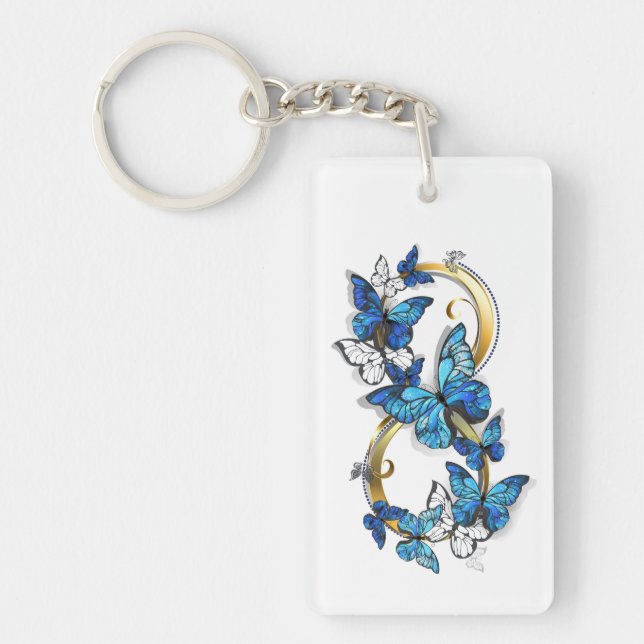 Porte-clefs Symbole infini de papillons Morpho bleus (Devant)