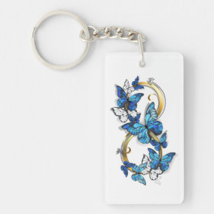 Porte-clefs Symbole infini de papillons Morpho bleus