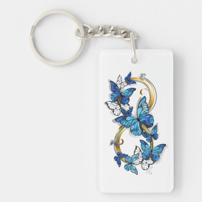 Porte-clefs Symbole infini de papillons Morpho bleus (Devant)