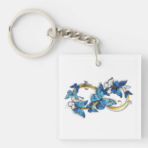 Porte-clefs Symbole infini de papillons Morpho bleus