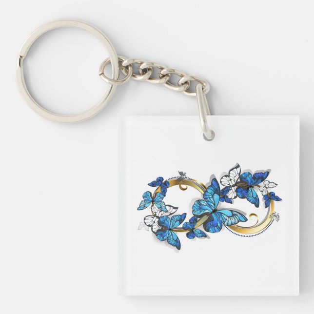 Porte-clefs Symbole infini de papillons Morpho bleus (Devant)