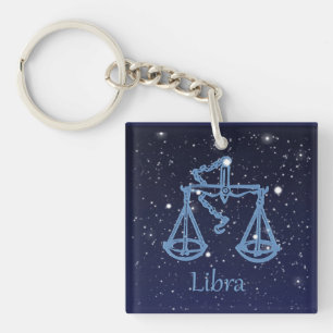 Porte-clefs Symbole Libra Constellation et Zodiac avec étoiles