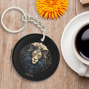 Porte-clefs Symbole Lion étoile Black Gold Script Constellatio