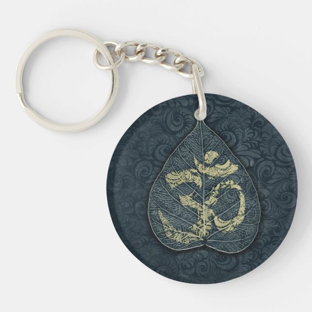 Porte-clefs Symbole OM Bodhi - Noir & Or - YOGA Instructeur (Devant)