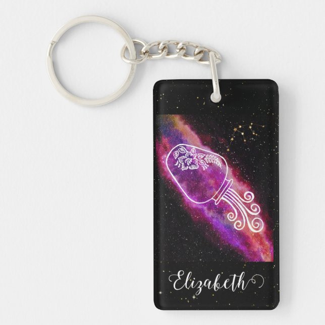 Porte-clefs SYMBOLE PERSONNALISÉ Galaxy Aquarius Zodiac (Devant)