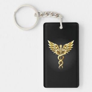 Porte-clefs Symbole Polygonal Or Caduceus
