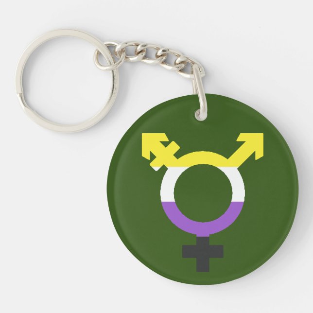 Porte-clefs Symbole Trans du Drapeau Nonbinaire (Devant)