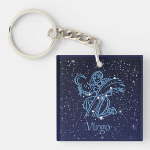 Porte-clefs Symbole Virgo Constellation & Zodiac avec étoiles