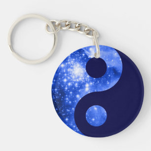 Porte-clefs Symbole Yin Yang des étoiles bleues de l'Ultramari