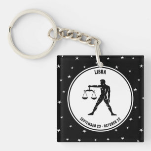 Porte-clefs Symbole Zodiac de Libra, Porte - clé noir et blan