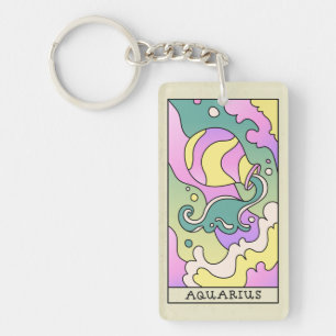 Porte-clefs SYMBOLE Zodiaque Aquarius Art Abstrait Vintage
