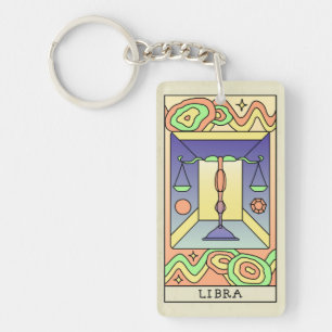 Porte-clefs SYMBOLE Zodiaque Libra Art Abstrait Vintage